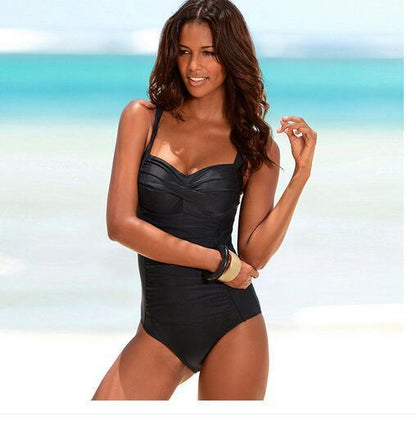 Polk Dot Plus-Size European One-Piece Swimsuit