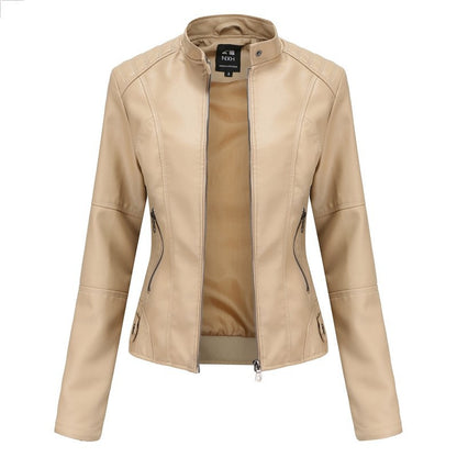 Women'S Leather Dress Slim Jacket Spring Autumn Coat