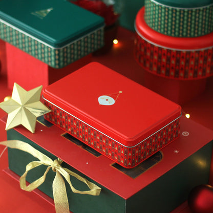 Christmas Series Simple Fashion Rectangular Candy Tinplate Box Wedding Gift Candy Box With Hand Gift