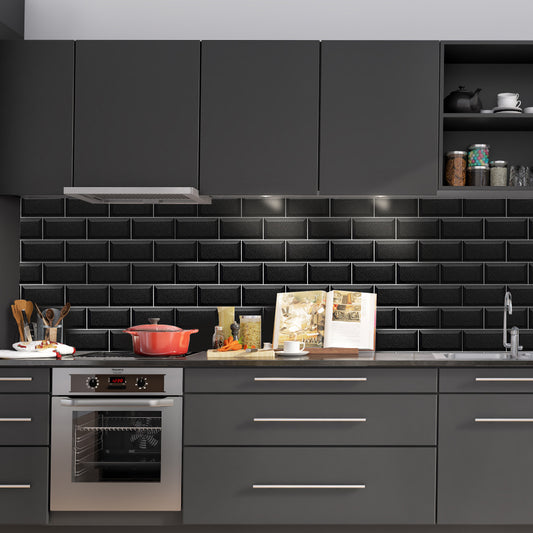 Funlife New Product American Black Terrazzo Tile Sticker Long Brick Wall Sticker Waterproof And High Temperature Resistant UB005