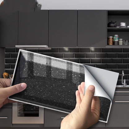 Funlife New Product American Black Terrazzo Tile Sticker Long Brick Wall Sticker Waterproof And High Temperature Resistant UB005