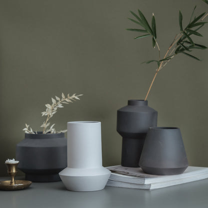 Carved Geometric Vase Frosted Decorative Ornaments Flowerware Ceramic Ware