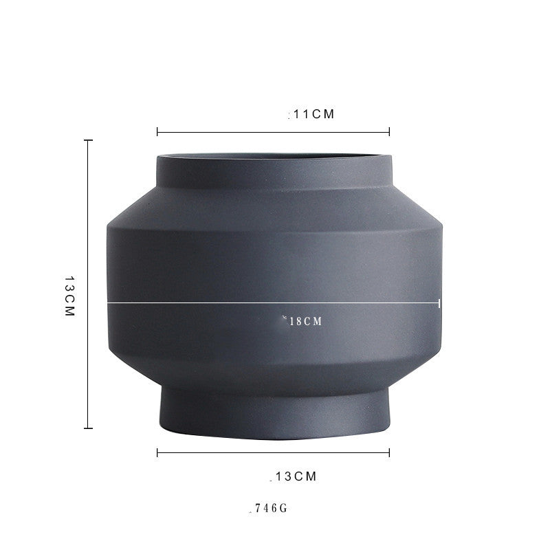 Carved Geometric Vase Frosted Decorative Ornaments Flowerware Ceramic Ware