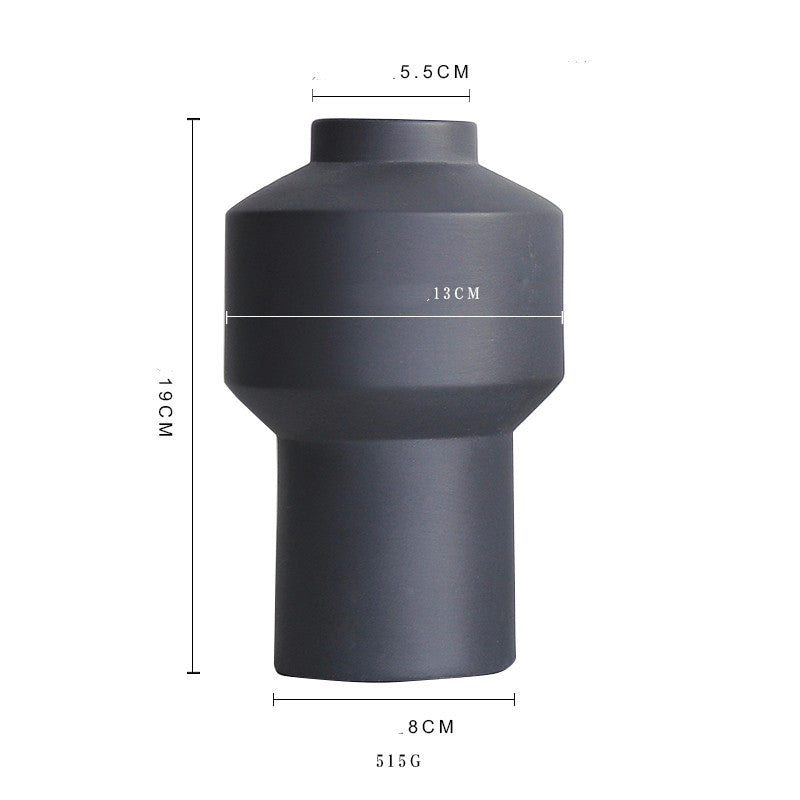 Carved Geometric Vase Frosted Decorative Ornaments Flowerware Ceramic Ware