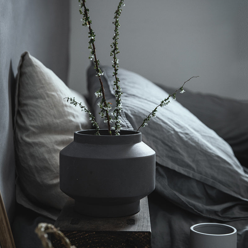 Carved Geometric Vase Frosted Decorative Ornaments Flowerware Ceramic Ware