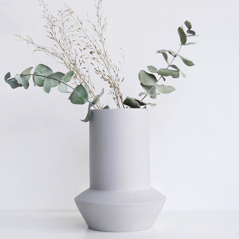 Carved Geometric Vase Frosted Decorative Ornaments Flowerware Ceramic Ware