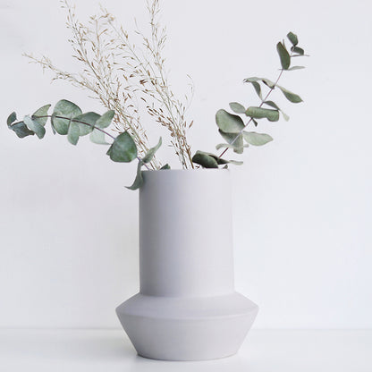 Carved Geometric Vase Frosted Decorative Ornaments Flowerware Ceramic Ware