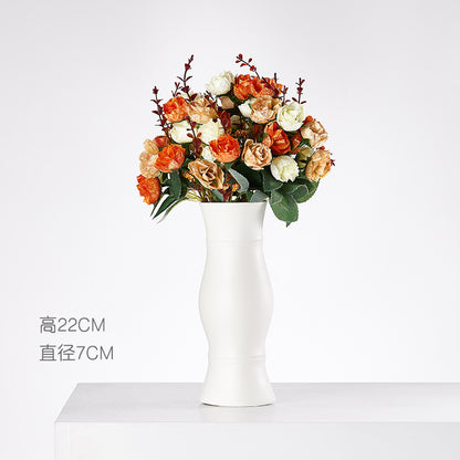 Wind Ceramic Dried Flower Vase Small  Flower Flower Arrangement White Desktop Living Room Home Decoration Ornaments