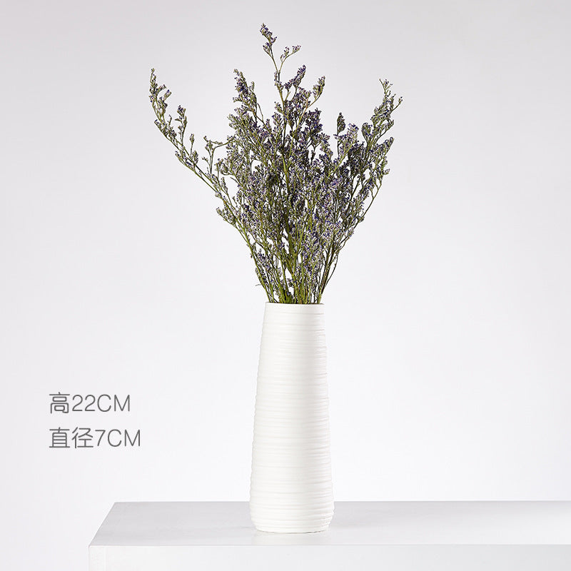 Wind Ceramic Dried Flower Vase Small  Flower Flower Arrangement White Desktop Living Room Home Decoration Ornaments