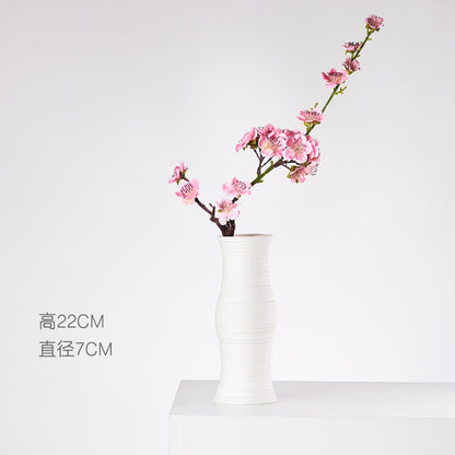 Wind Ceramic Dried Flower Vase Small  Flower Flower Arrangement White Desktop Living Room Home Decoration Ornaments
