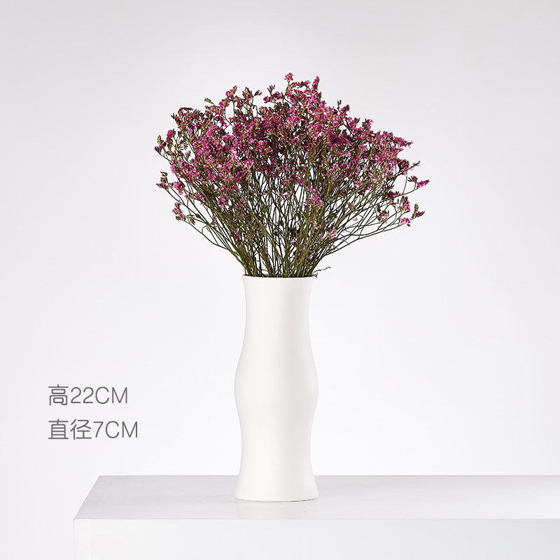 Wind Ceramic Dried Flower Vase Small  Flower Flower Arrangement White Desktop Living Room Home Decoration Ornaments