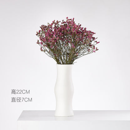 Wind Ceramic Dried Flower Vase Small  Flower Flower Arrangement White Desktop Living Room Home Decoration Ornaments