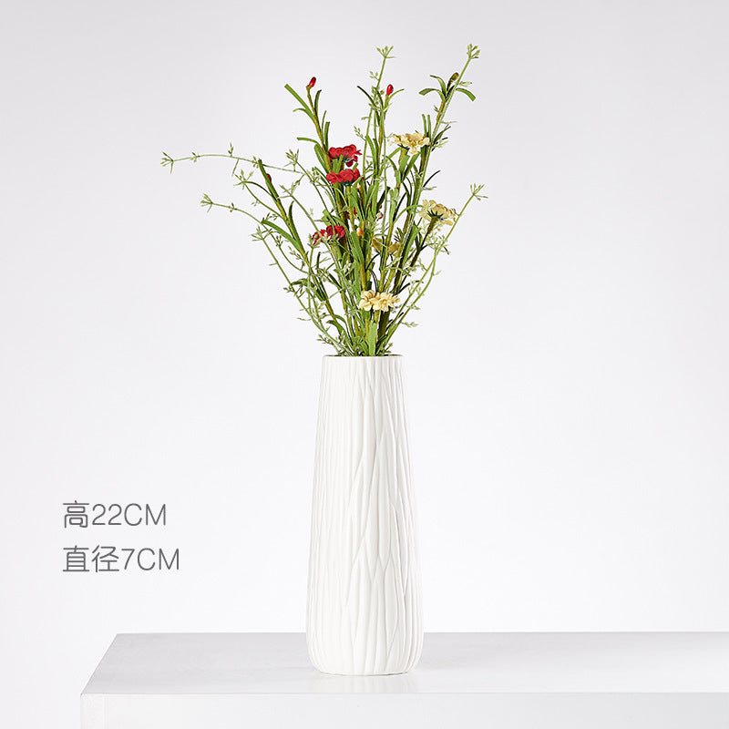 Wind Ceramic Dried Flower Vase Small  Flower Flower Arrangement White Desktop Living Room Home Decoration Ornaments