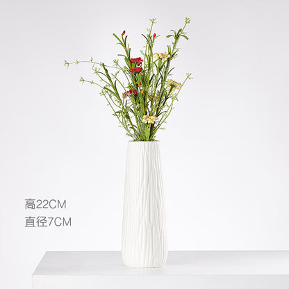 Wind Ceramic Dried Flower Vase Small  Flower Flower Arrangement White Desktop Living Room Home Decoration Ornaments