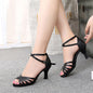 Latin Dance Shoes Women Adult Dance Shoes Ladies Mid-high Heel Soft Sole Dance Shoes - FLIPSTYLEZLLC