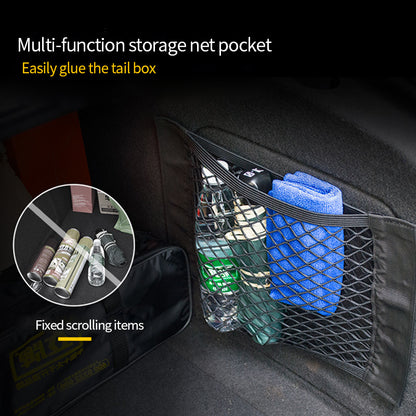 Trunk Car Net Pocket Velcro Car Accessories Storage Bag Net Fixed Net Bag Car Tail Box Storage Bag