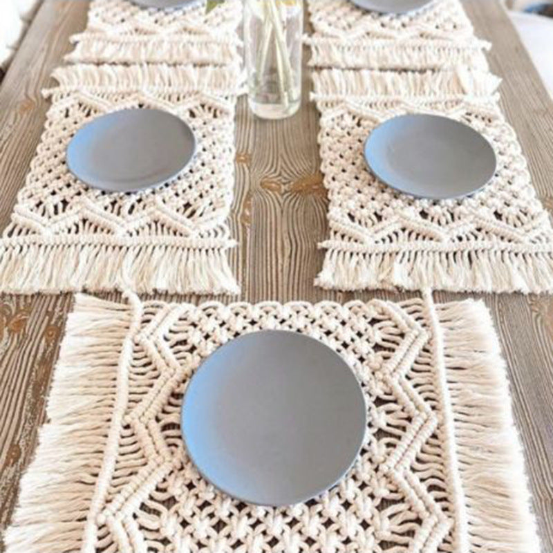 Nordic Woven Table Runner Hand-woven Table Blanket Wedding Banquet Decoration Tablecloth Eco-friendly Cotton Rope