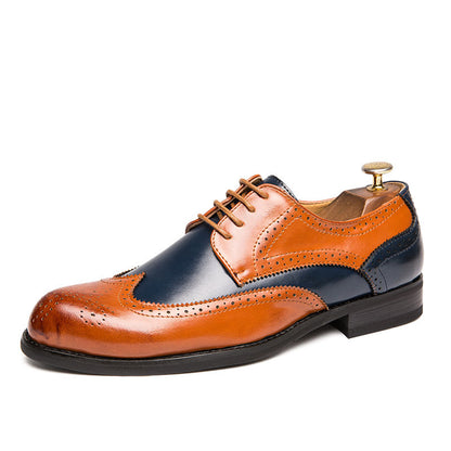 European And American Men'S Wedding Shoes Fashion Brogue Carved Leather Shoes