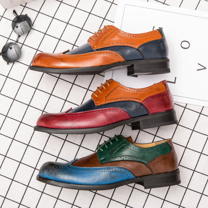 European And American Men'S Wedding Shoes Fashion Brogue Carved Leather Shoes