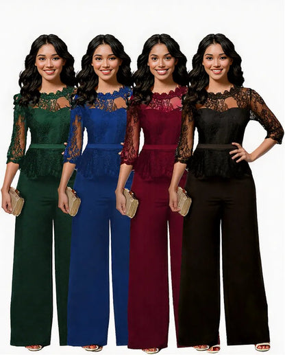 Sexy Summer Burgundy Lace Jumpsuit Women's fashion