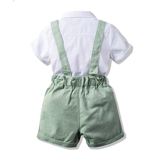 Spring And Summer New Products European And American Children'S Suit Bib Shorts Gentleman Two-Piece Suit