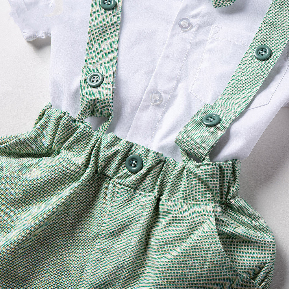 Spring And Summer New Products European And American Children'S Suit Bib Shorts Gentleman Two-Piece Suit