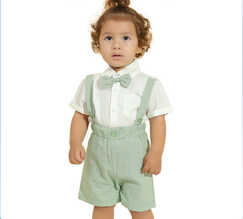 Spring And Summer New Products European And American Children'S Suit Bib Shorts Gentleman Two-Piece Suit