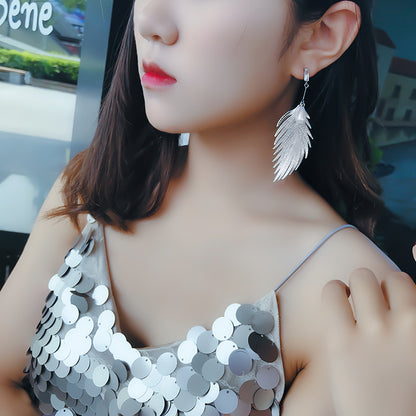 Leaves Hollowed Out Pearl Earrings Women''s New Korean Temperament