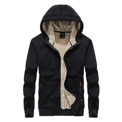 Men's New Hooded Plus Velvet Plus Size Cardigan Sweater Zipper Top