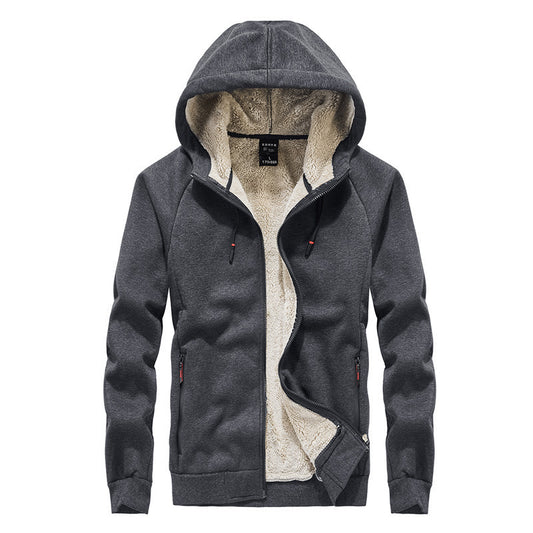 Men's New Hooded Plus Velvet Plus Size Cardigan Sweater Zipper Top