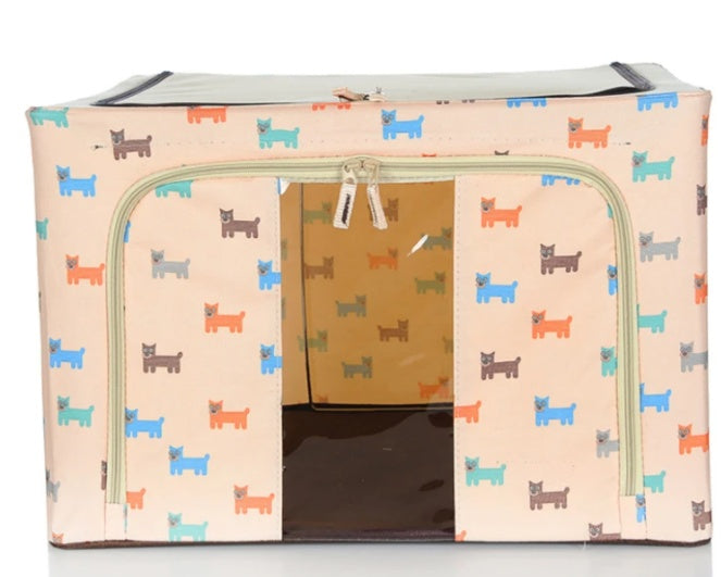 Steel Frame Storage Box Oxford Cloth Sorting Box Quilt Storage Box Folding Wardrobe Cloth Art Extra Large Storage Bag with Cover