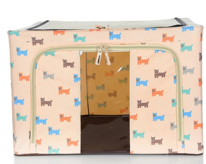 Steel Frame Storage Box Oxford Cloth Sorting Box Quilt Storage Box Folding Wardrobe Cloth Art Extra Large Storage Bag with Cover