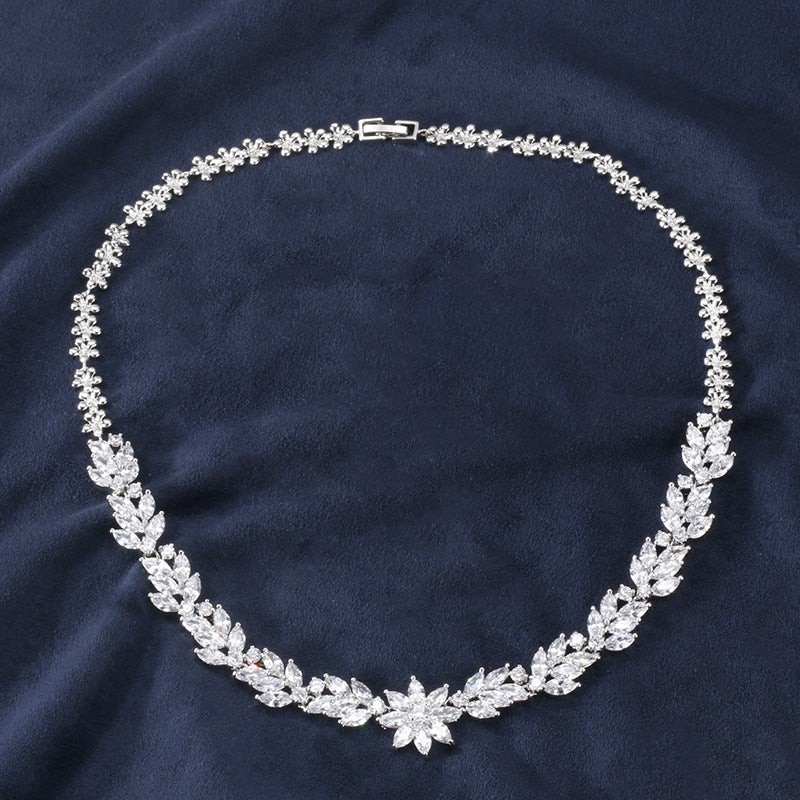 New Product, Simple Style, Exquisite Flower, Water Drop Zircon, Women's Necklace