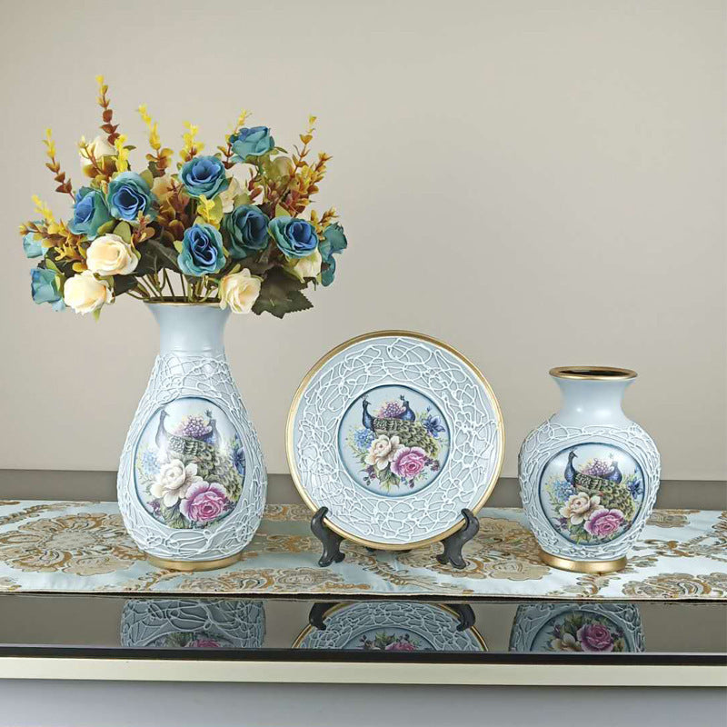 Creative Wedding Gift Home Furnishings Retro Ceramic Vase Living Room Three-Piece Wine Cabinet Decoration Ornaments