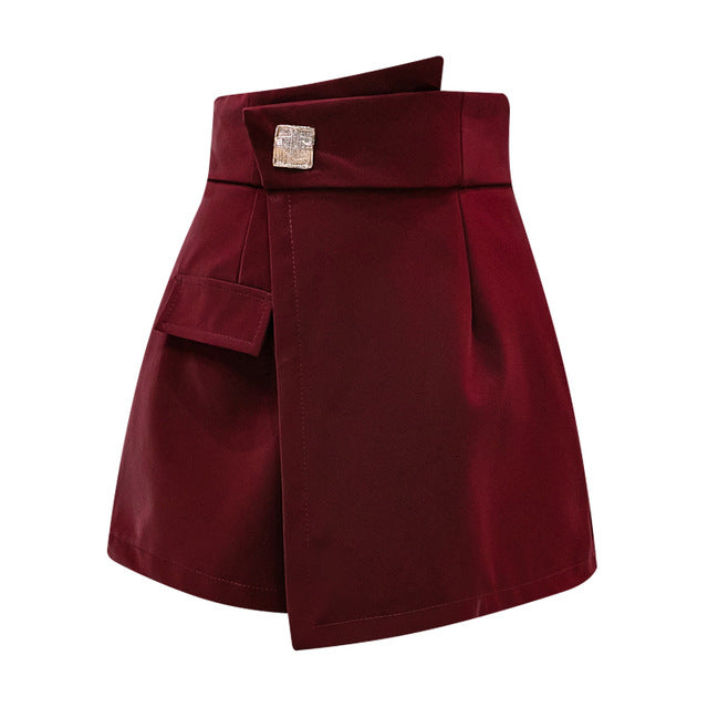 S-XL Skirt Shorts Plus Size High Waist Irregular Wide Skirt