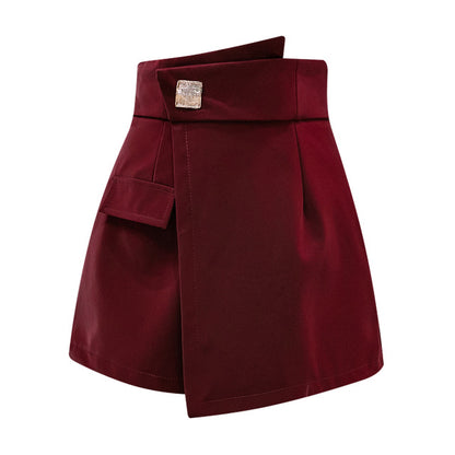 S-XL Skirt Shorts Plus Size High Waist Irregular Wide Skirt