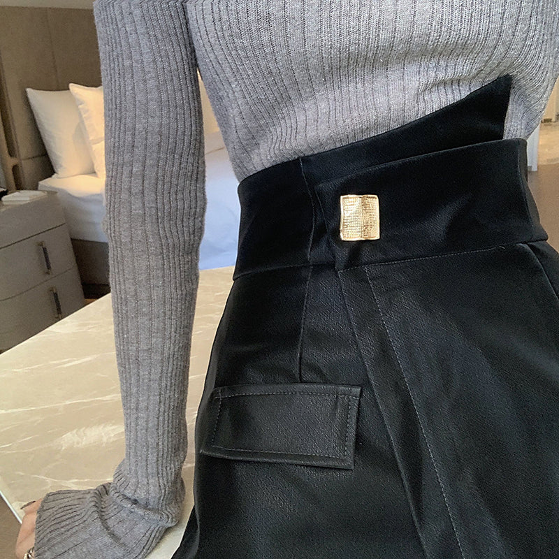 S-XL Skirt Shorts Plus Size High Waist Irregular Wide Skirt