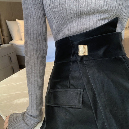 S-XL Skirt Shorts Plus Size High Waist Irregular Wide Skirt