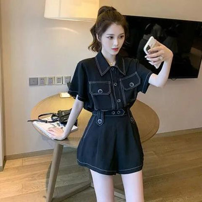 Waist Was Thin, Tall And Western Style Wide-leg Shorts Two-piece Summer