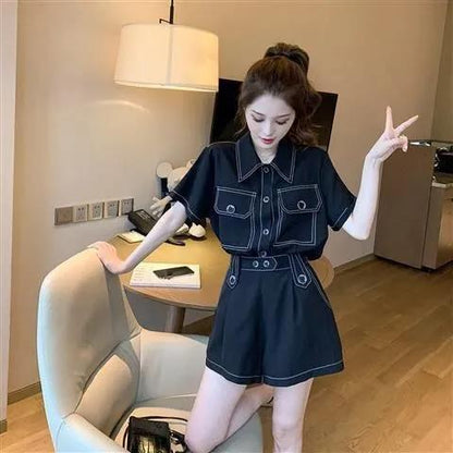 Waist Was Thin, Tall And Western Style Wide-leg Shorts Two-piece Summer