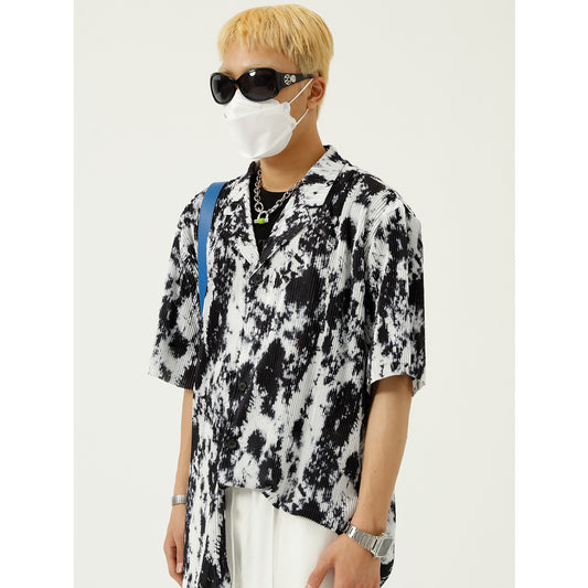 Products Trendy Korean Ins Loose And Handsome Retro Pattern Drape Shirt Men