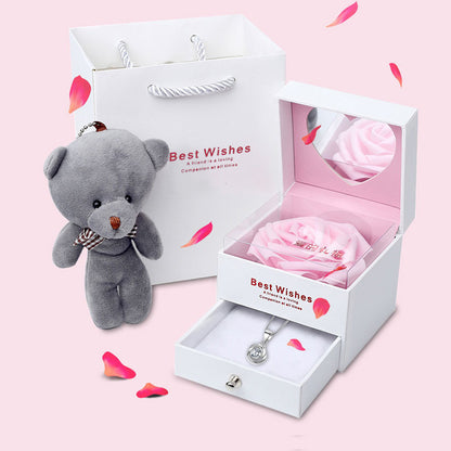 Creative Flip Jewelry Preserved Flower Gift Box Valentine'S Day Roses