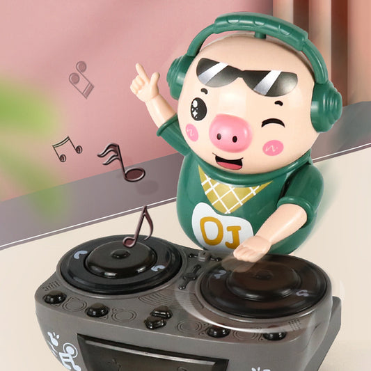 New Electric DJ Playing DJ Piggy Swing Bar Colorful Lighting Dynamic Music Rock Pig Children's Toys Wholesale