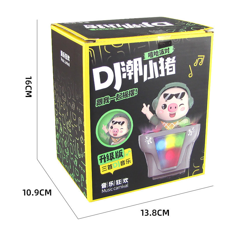 New Electric DJ Playing DJ Piggy Swing Bar Colorful Lighting Dynamic Music Rock Pig Children's Toys Wholesale
