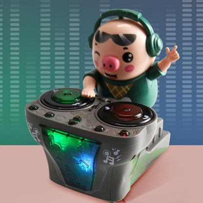 New Electric DJ Playing DJ Piggy Swing Bar Colorful Lighting Dynamic Music Rock Pig Children's Toys Wholesale