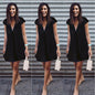 Women's Solid Color V-neck Plus Size Dress