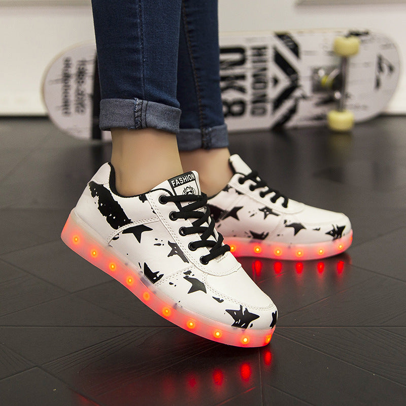 New black five Star 7 Color Light Luminous LED white  Shoes FOR KIDS