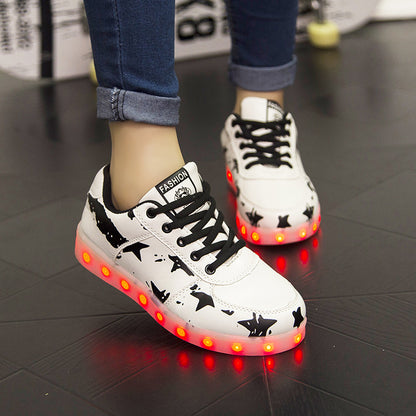 New black five Star 7 Color Light Luminous LED white  Shoes FOR KIDS