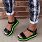 Women's Shoes Wedge Heel Color Block Women's Sandals Buckle Plus Size Shoes