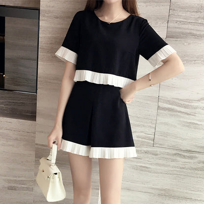 New Women's Summer Plus Size Loose Wide-leg Shorts Two-piece Suit